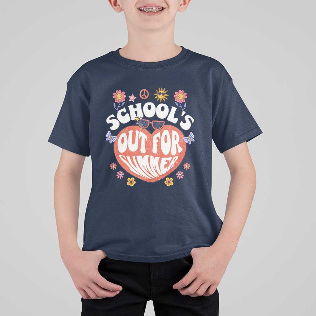 Summer Break T Shirt For Kid Retro Last Day of School's Out For Summer Teacher Boys Girls TS02 Navy Print Your Wear