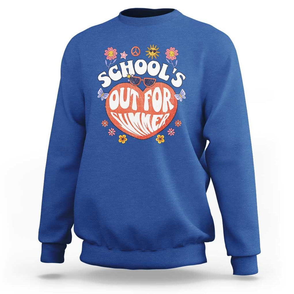 Summer Break Sweatshirt Retro Last Day of School's Out For Summer Teacher Boys Girls TS02 Royal Blue Print Your Wear