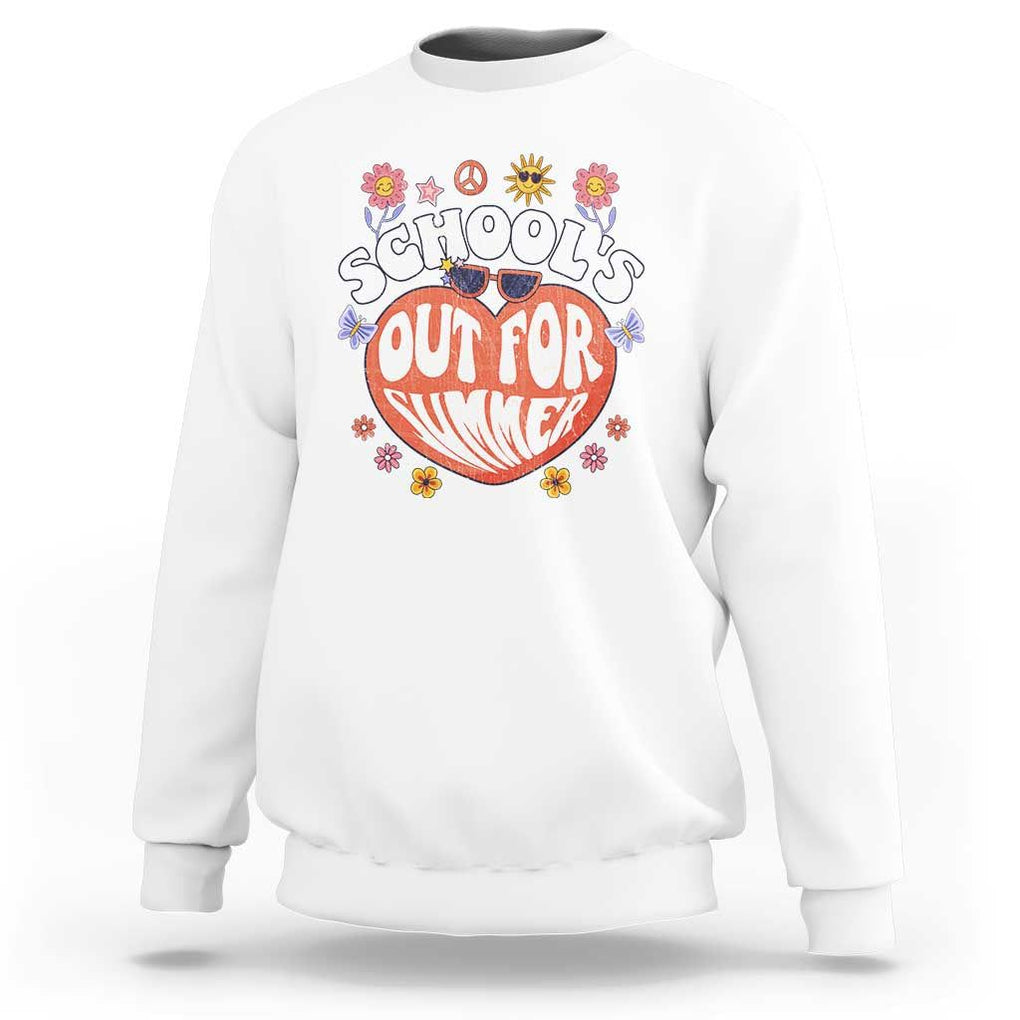 Summer Break Sweatshirt Retro Last Day of School's Out For Summer Teacher Boys Girls TS02 White Print Your Wear