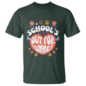Summer Break T Shirt Retro Last Day of School's Out For Summer Teacher Boys Girls TS02 Dark Forest Green Print Your Wear