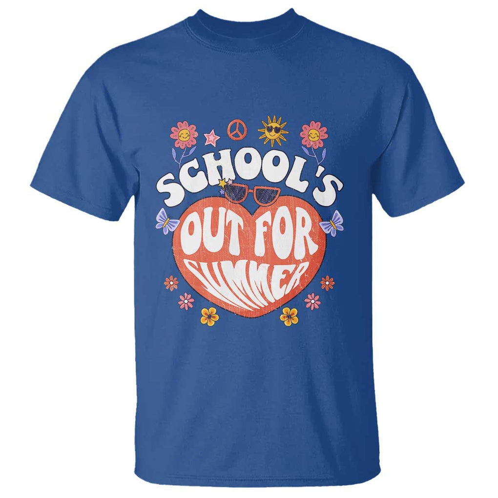 Summer Break T Shirt Retro Last Day of School's Out For Summer Teacher Boys Girls TS02 Royal Blue Print Your Wear