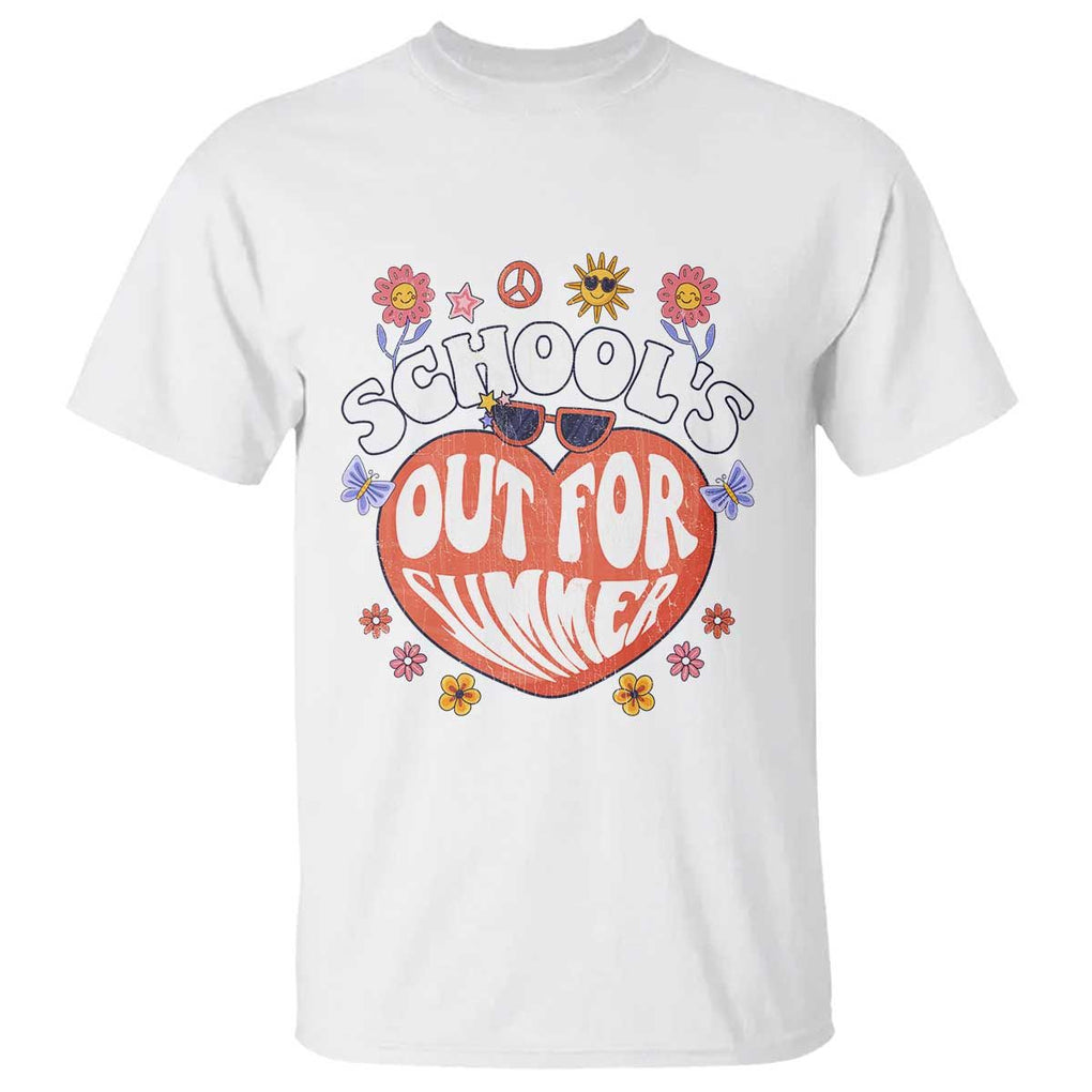 Summer Break T Shirt Retro Last Day of School's Out For Summer Teacher Boys Girls TS02 White Print Your Wear