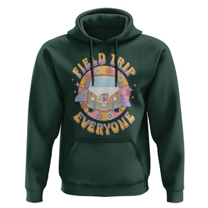 Summer Break Hoodie Field School Trip Anyone Groovy School Bus Driver Hippie Bus TS02 Dark Forest Green Print Your Wear
