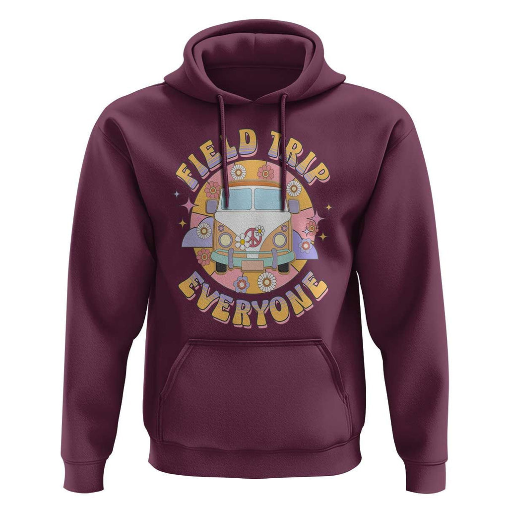 Summer Break Hoodie Field School Trip Anyone Groovy School Bus Driver Hippie Bus TS02 Maroon Print Your Wear