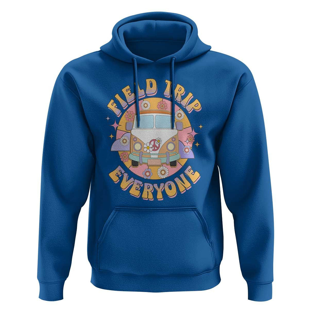 Summer Break Hoodie Field School Trip Anyone Groovy School Bus Driver Hippie Bus TS02 Royal Blue Print Your Wear