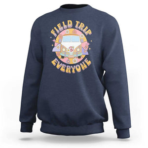 Summer Break Sweatshirt Field School Trip Anyone Groovy School Bus Driver Hippie Bus TS02 Navy Print Your Wear