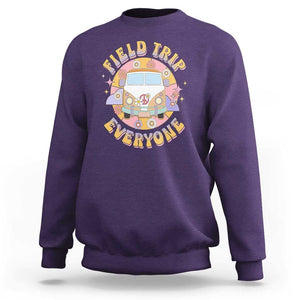 Summer Break Sweatshirt Field School Trip Anyone Groovy School Bus Driver Hippie Bus TS02 Purple Print Your Wear