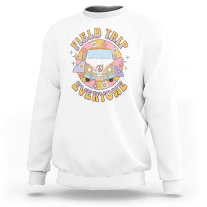 Summer Break Sweatshirt Field School Trip Anyone Groovy School Bus Driver Hippie Bus TS02 White Print Your Wear