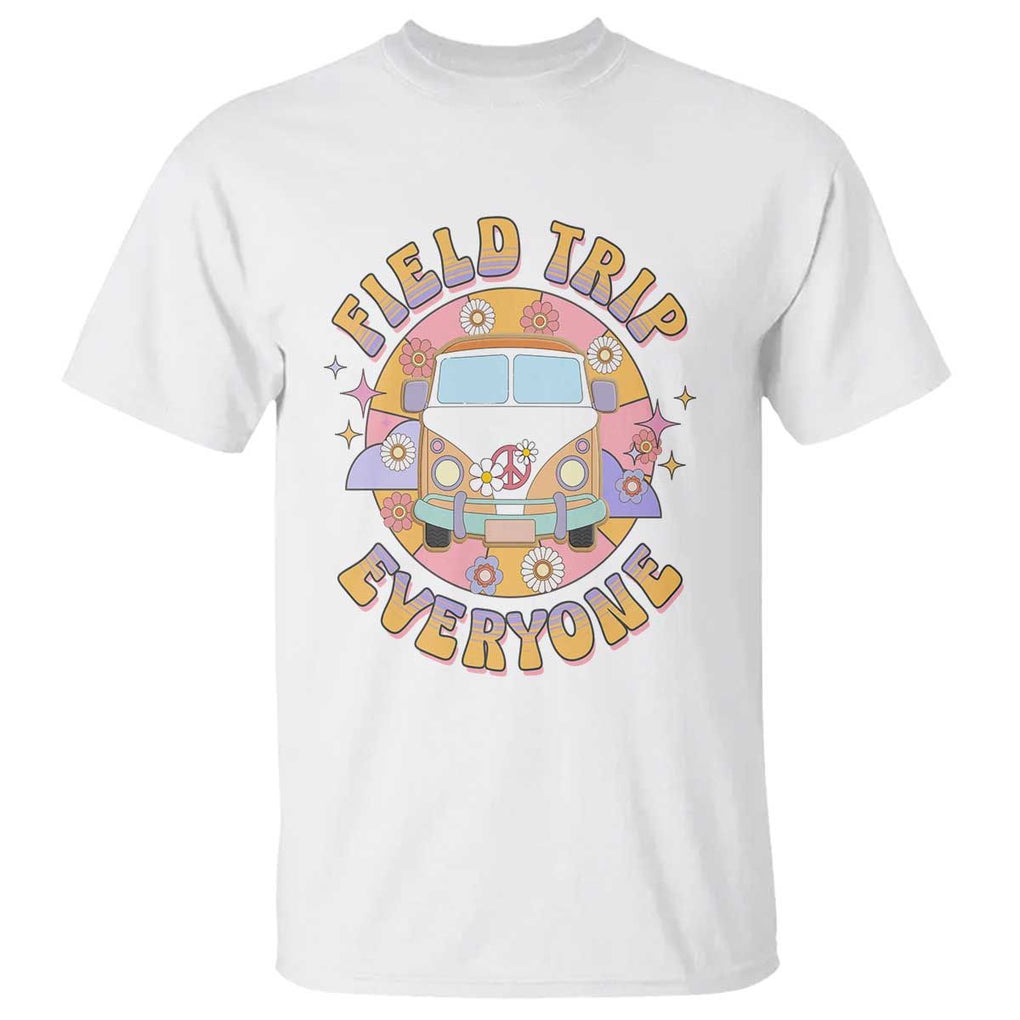Summer Break T Shirt Field School Trip Anyone Groovy School Bus Driver Hippie Bus TS02 White Print Your Wear