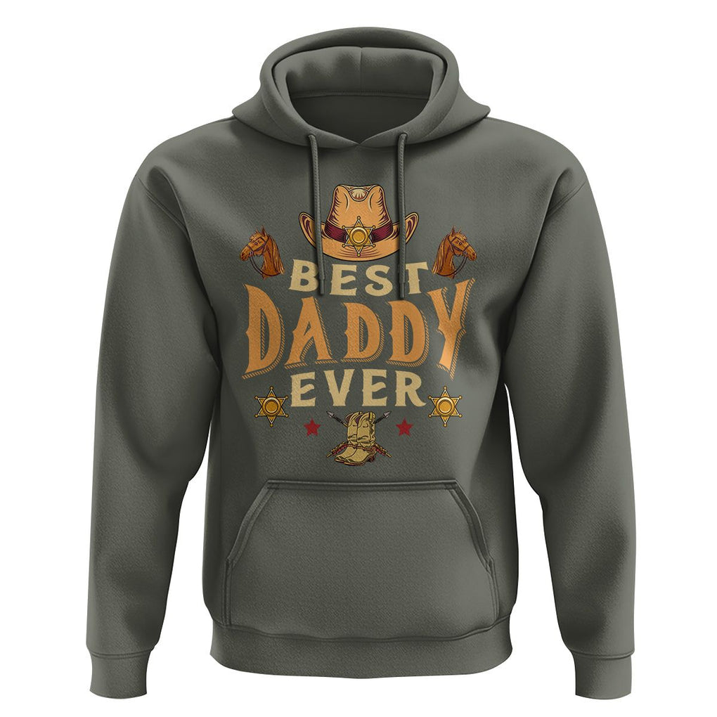 Horse Dad Hoodie Best Daddy Ever Retro Western Cowboy Style TS02 Military Green Print Your Wear