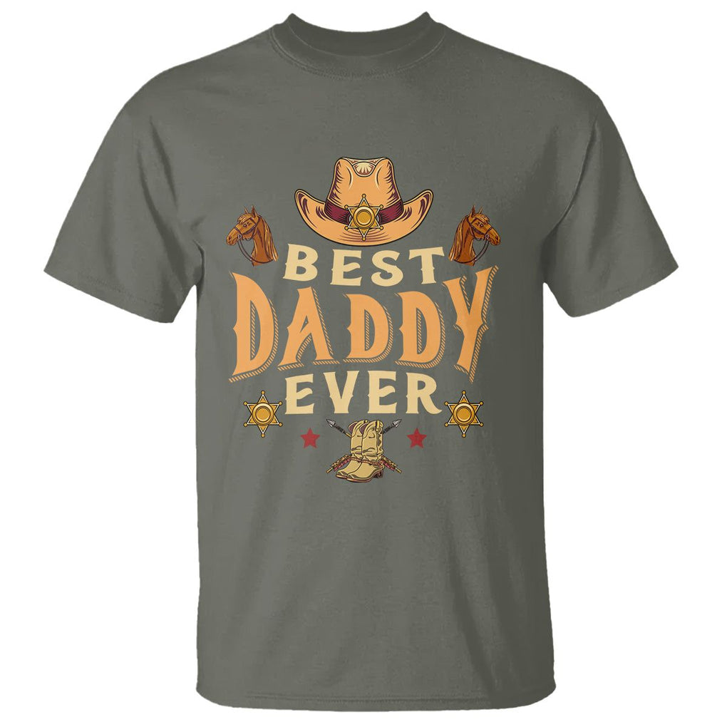 Horse Dad T Shirt Best Daddy Ever Retro Western Cowboy Style TS02 Military Green Print Your Wear