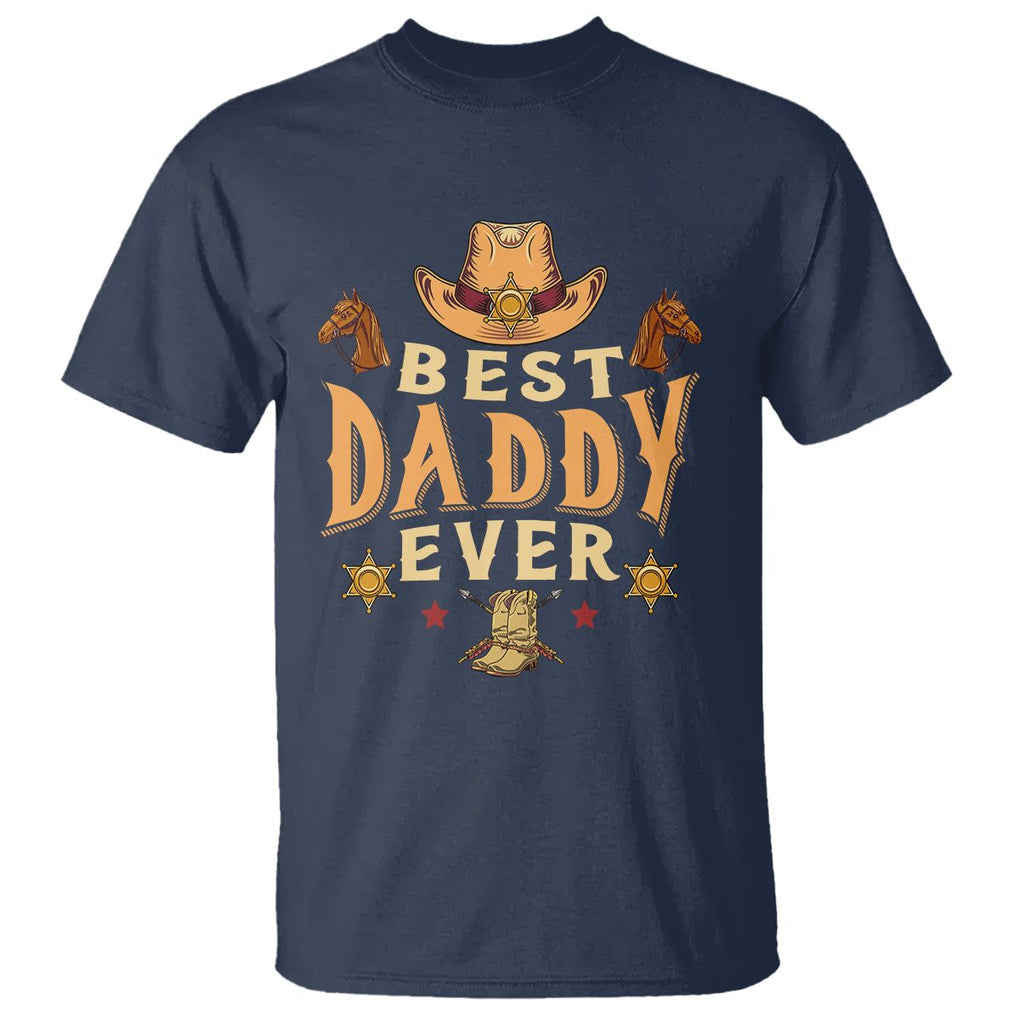 Horse Dad T Shirt Best Daddy Ever Retro Western Cowboy Style TS02 Navy Print Your Wear