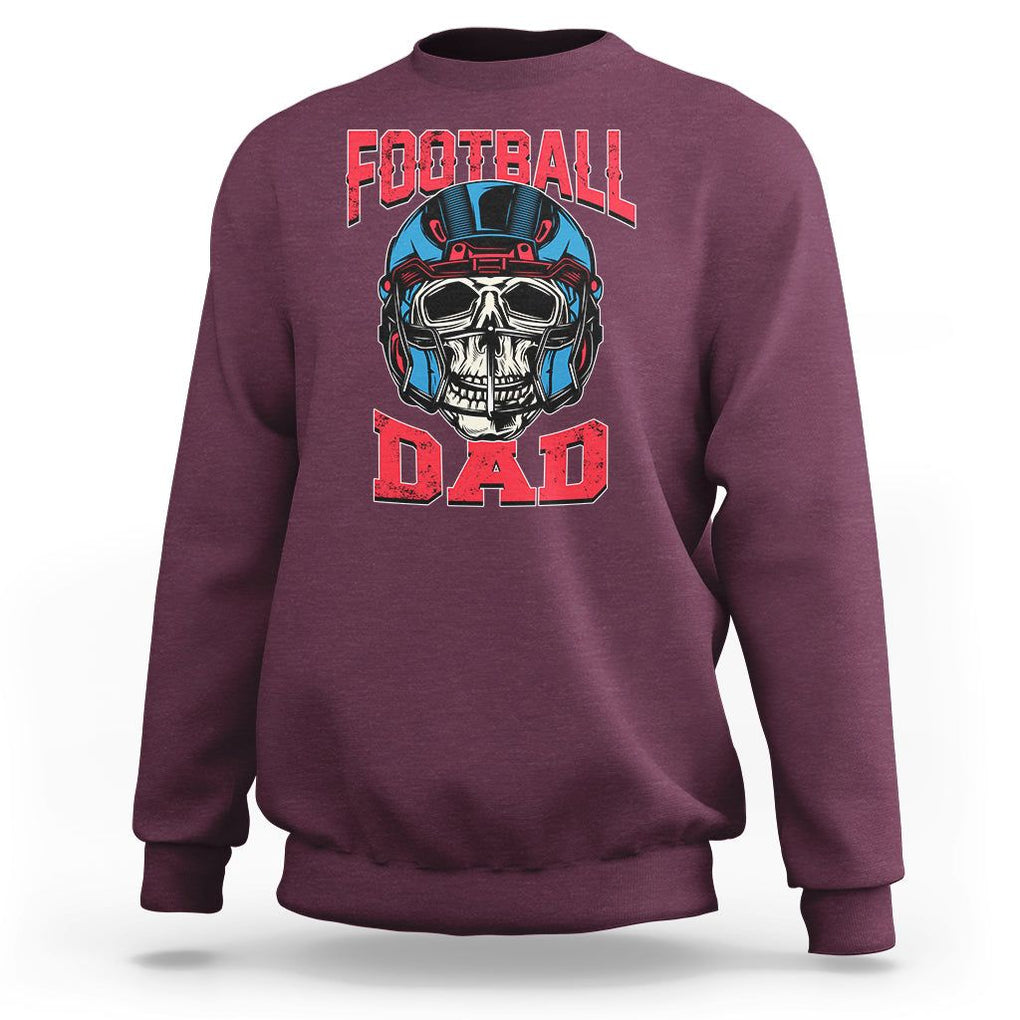 Football Dad Sweatshirt Skull With Helmet Rugby Father's Day TS02 Maroon Print Your Wear