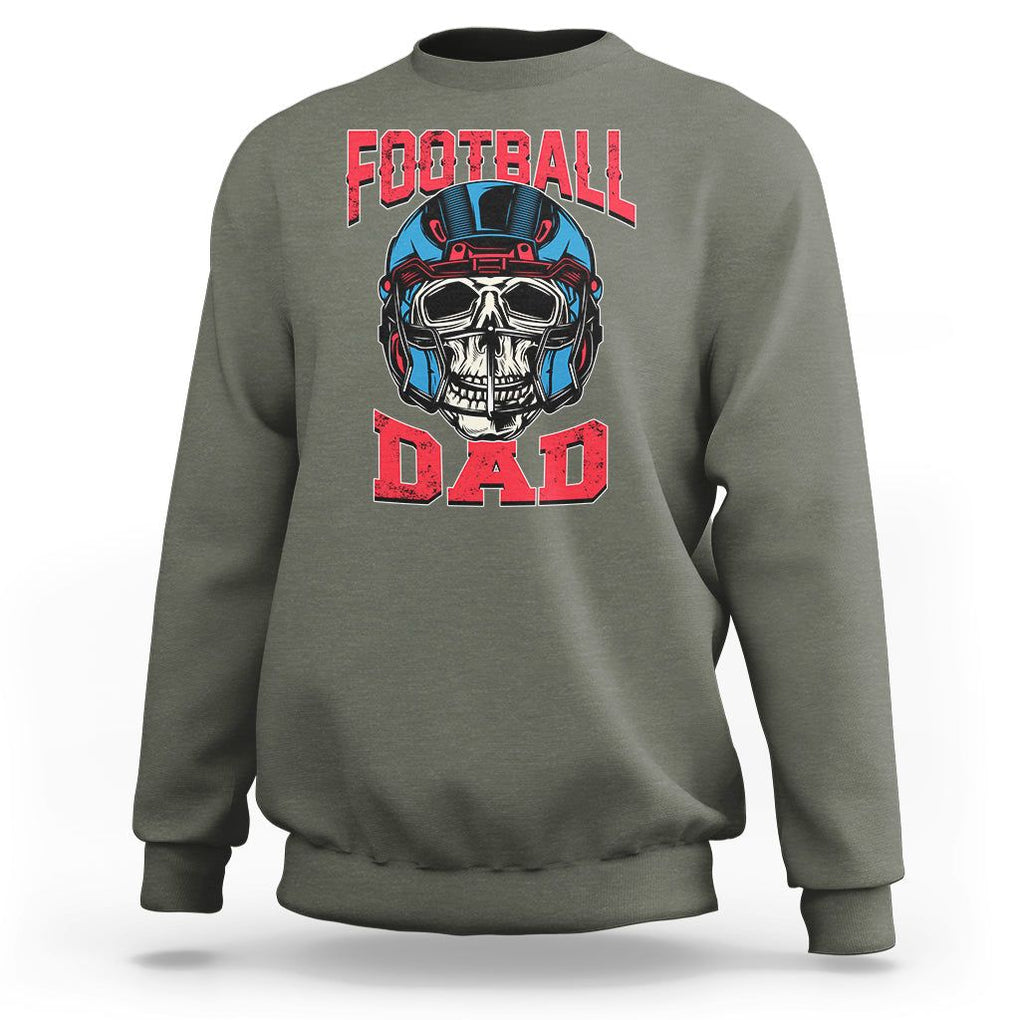 Football Dad Sweatshirt Skull With Helmet Rugby Father's Day TS02 Military Green Print Your Wear