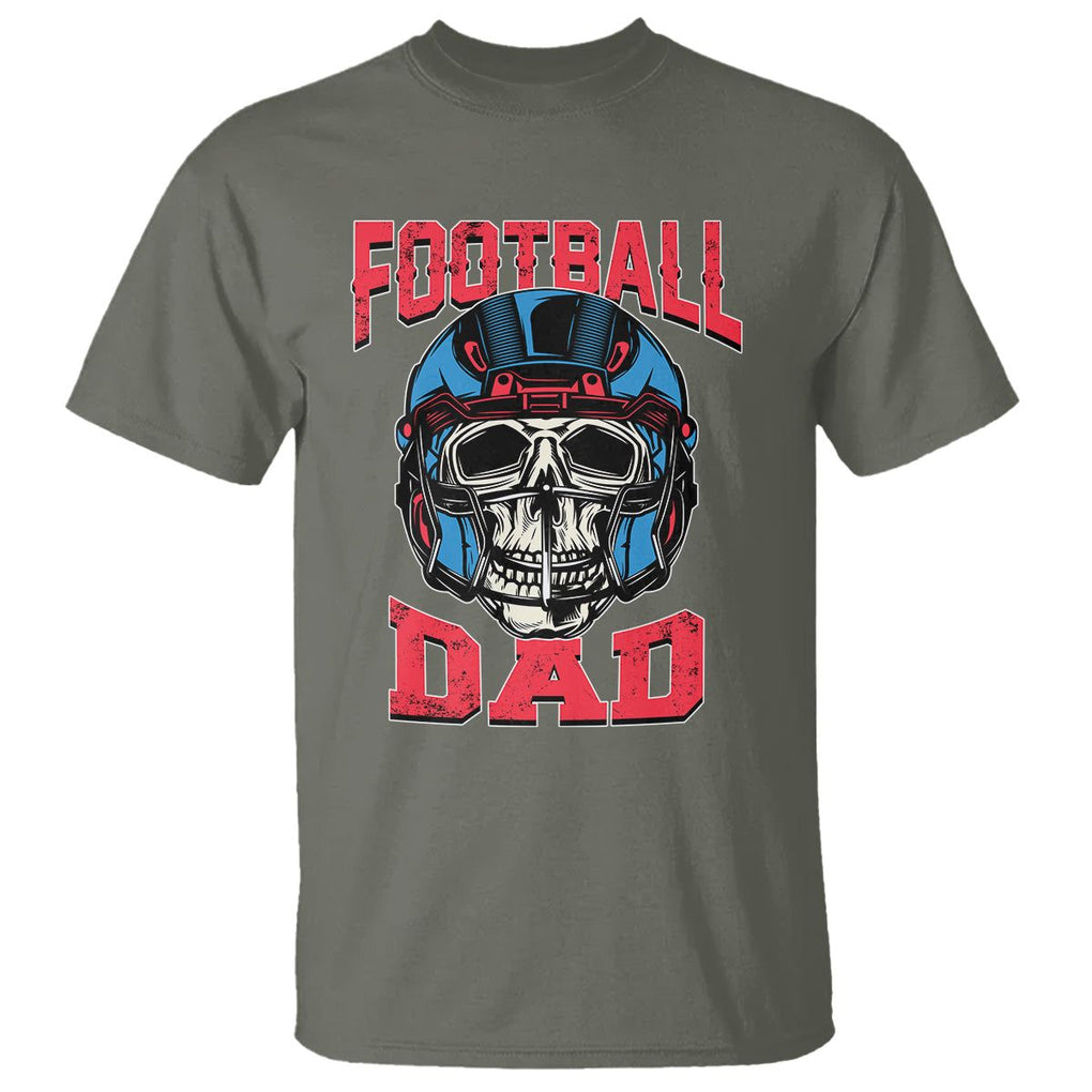 Football Dad T Shirt Skull With Helmet Rugby Father's Day TS02 Military Green Print Your Wear