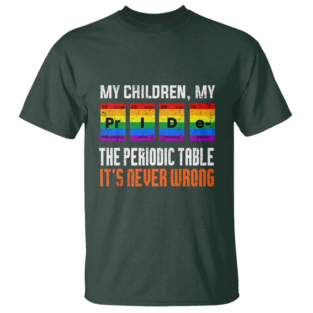 LGBT Mom Pride T Shirt My Children My Pride Vintage Periodic Table LGBT Flag TS02 Dark Forest Green Printyourwear