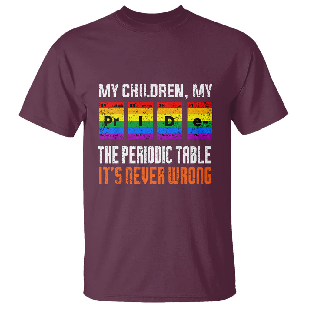 LGBT Mom Pride T Shirt My Children My Pride Vintage Periodic Table LGBT Flag TS02 Maroon Printyourwear