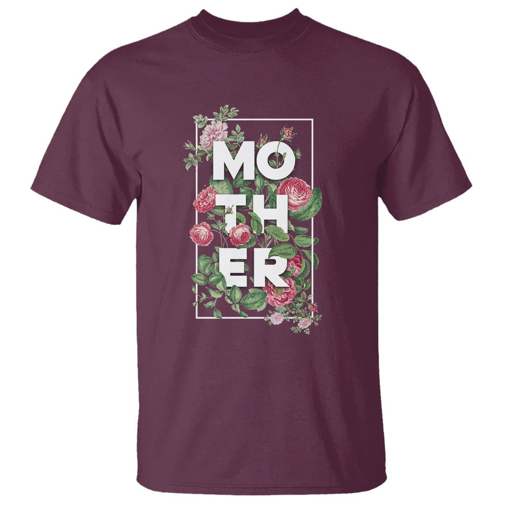 Floral Mom T Shirt Mother Flowers Carnations Mother's Day Gifts TS02 Maroon Printyourwear