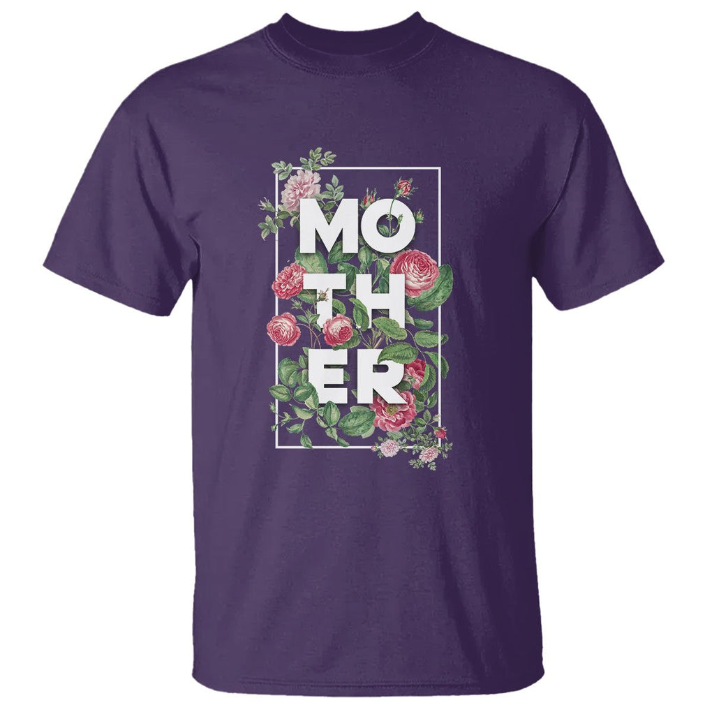 Floral Mom T Shirt Mother Flowers Carnations Mother's Day Gifts TS02 Purple Printyourwear
