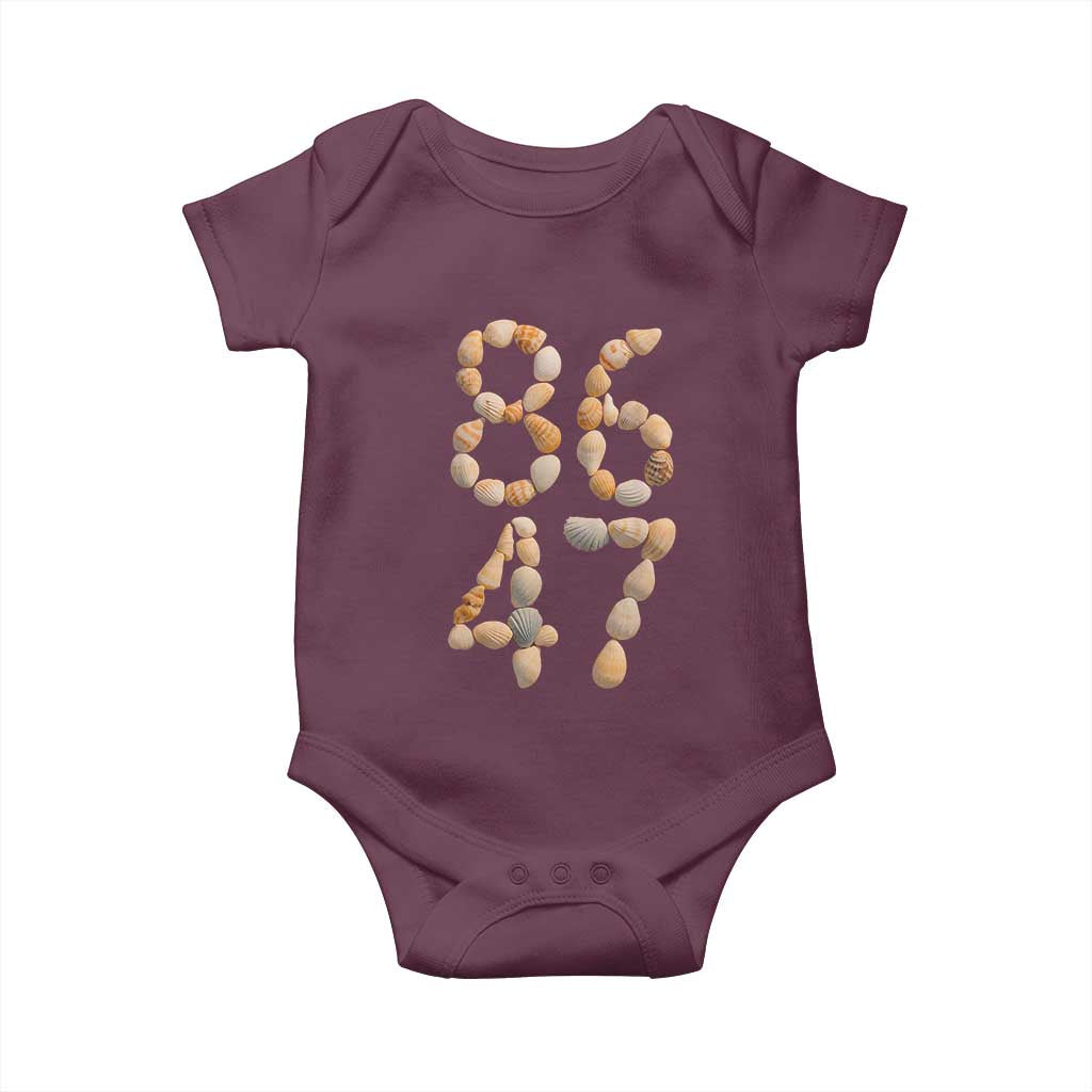 86 47 Seashell Subtle Summer Coastal Graphic Baby Onesie Viral Beach Walk Political Satire TS02 Maroon Print Your Wear