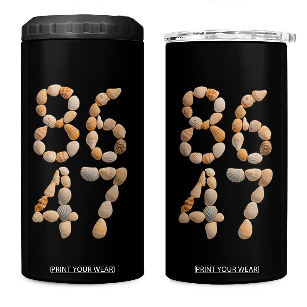 86 47 Seashell Subtle Summer Coastal Graphic 4 in 1 Can Cooler Tumbler Viral Beach Walk Political Satire TS02 One Size: 16 oz Black Print Your Wear