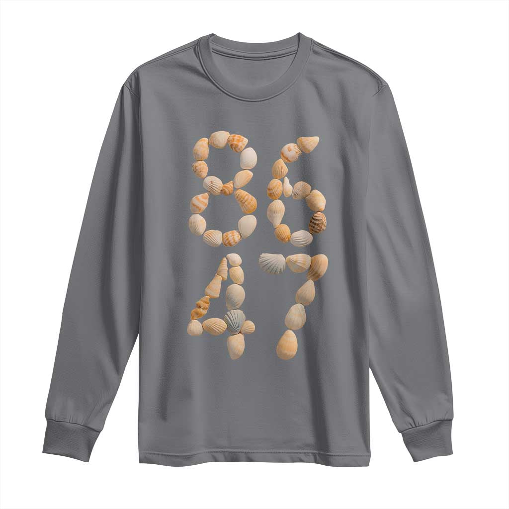 86 47 Seashell Subtle Summer Coastal Graphic Long Sleeve Shirt Viral Beach Walk Political Satire TS02 Charcoal Print Your Wear