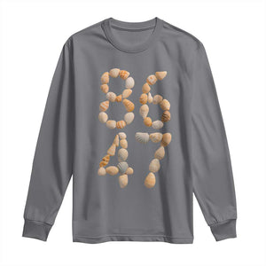 86 47 Seashell Subtle Summer Coastal Graphic Long Sleeve Shirt Viral Beach Walk Political Satire TS02 Charcoal Print Your Wear