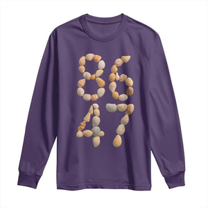 86 47 Seashell Subtle Summer Coastal Graphic Long Sleeve Shirt Viral Beach Walk Political Satire TS02 Purple Print Your Wear