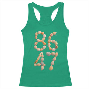 86 47 Seashell Subtle Summer Coastal Graphic Racerback Tank Top Viral Beach Walk Political Satire TS02 Irish Green Print Your Wear