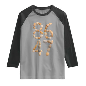 86 47 Seashell Subtle Summer Coastal Graphic Raglan Shirt Viral Beach Walk Political Satire TS02 Sport Gray Black Print Your Wear