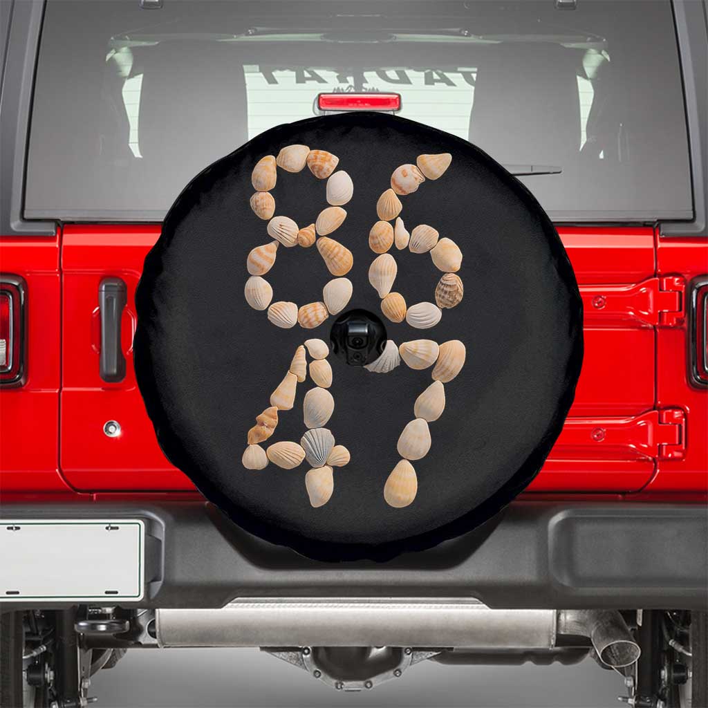 86 47 Seashell Subtle Summer Coastal Graphic Spare Tire Cover Viral Beach Walk Political Satire TS02 Black Print Your Wear