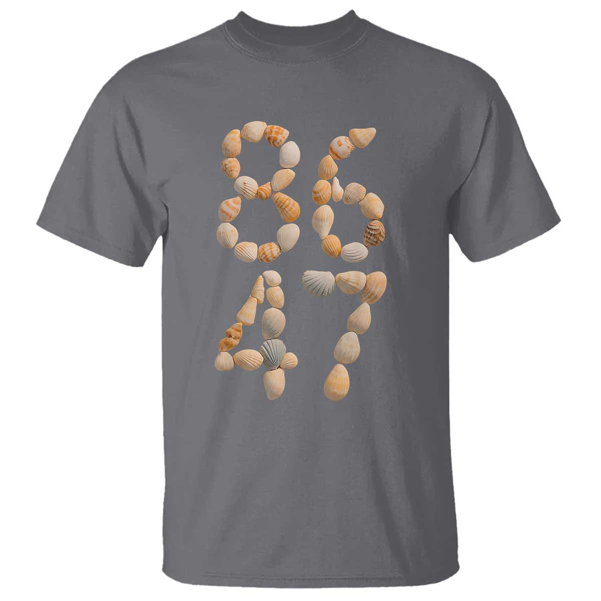86 47 Seashell Subtle Summer Coastal Graphic T Shirt Viral Beach Walk Political Satire TS02 Charcoal Print Your Wear