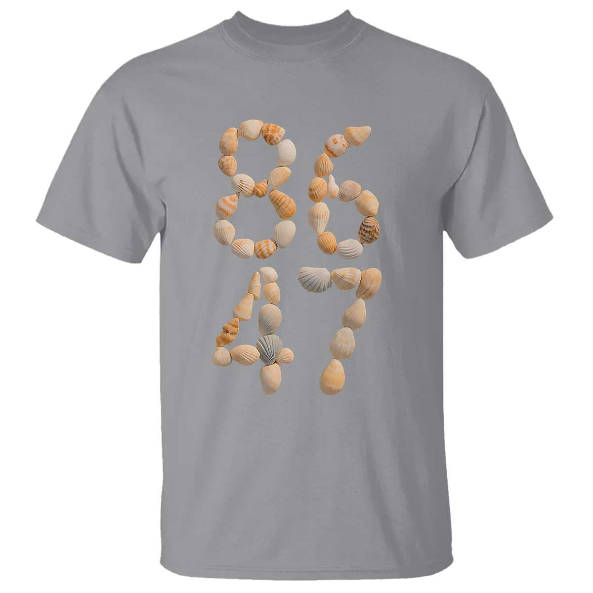 86 47 Seashell Subtle Summer Coastal Graphic T Shirt Viral Beach Walk Political Satire TS02 Sport Gray Print Your Wear