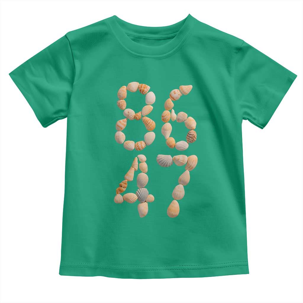 86 47 Seashell Subtle Summer Coastal Graphic Toddler T Shirt Viral Beach Walk Political Satire TS02 Irish Green Print Your Wear
