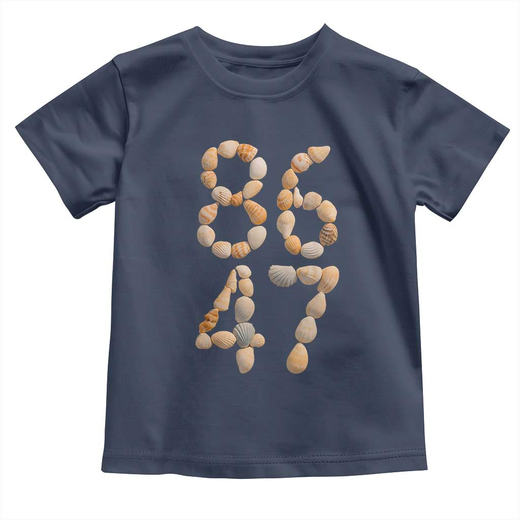 86 47 Seashell Subtle Summer Coastal Graphic Toddler T Shirt Viral Beach Walk Political Satire TS02 Navy Print Your Wear