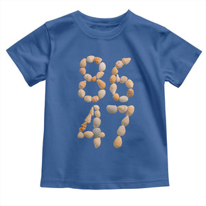 86 47 Seashell Subtle Summer Coastal Graphic Toddler T Shirt Viral Beach Walk Political Satire TS02 Royal Blue Print Your Wear