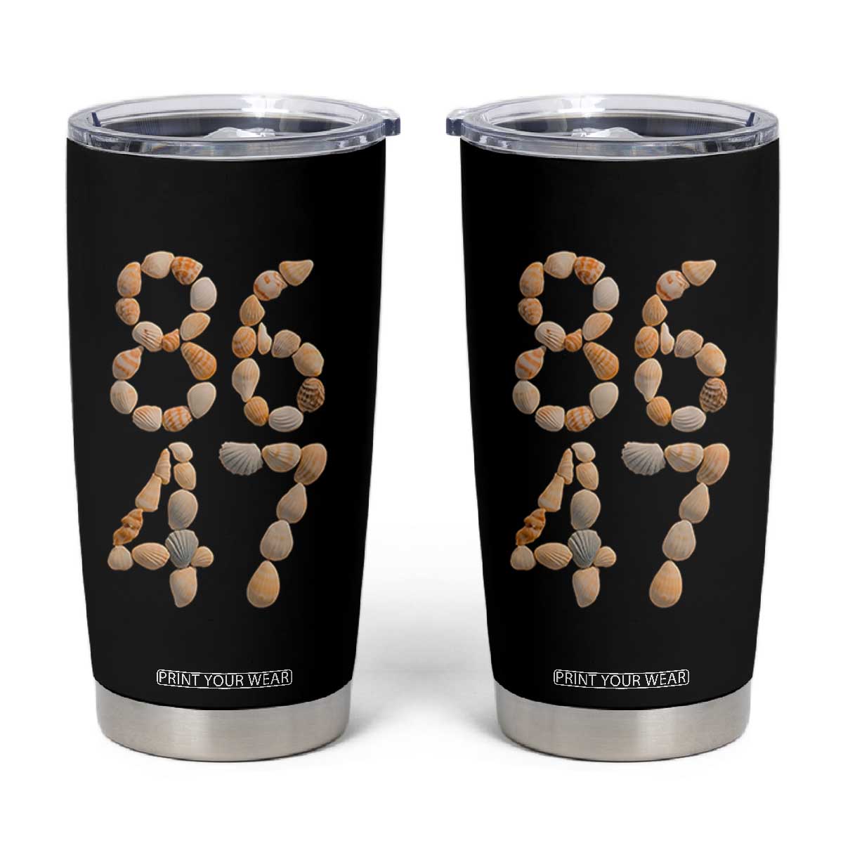 86 47 Seashell Subtle Summer Coastal Graphic Tumbler Cup Viral Beach Walk Political Satire TS02 Black Print Your Wear