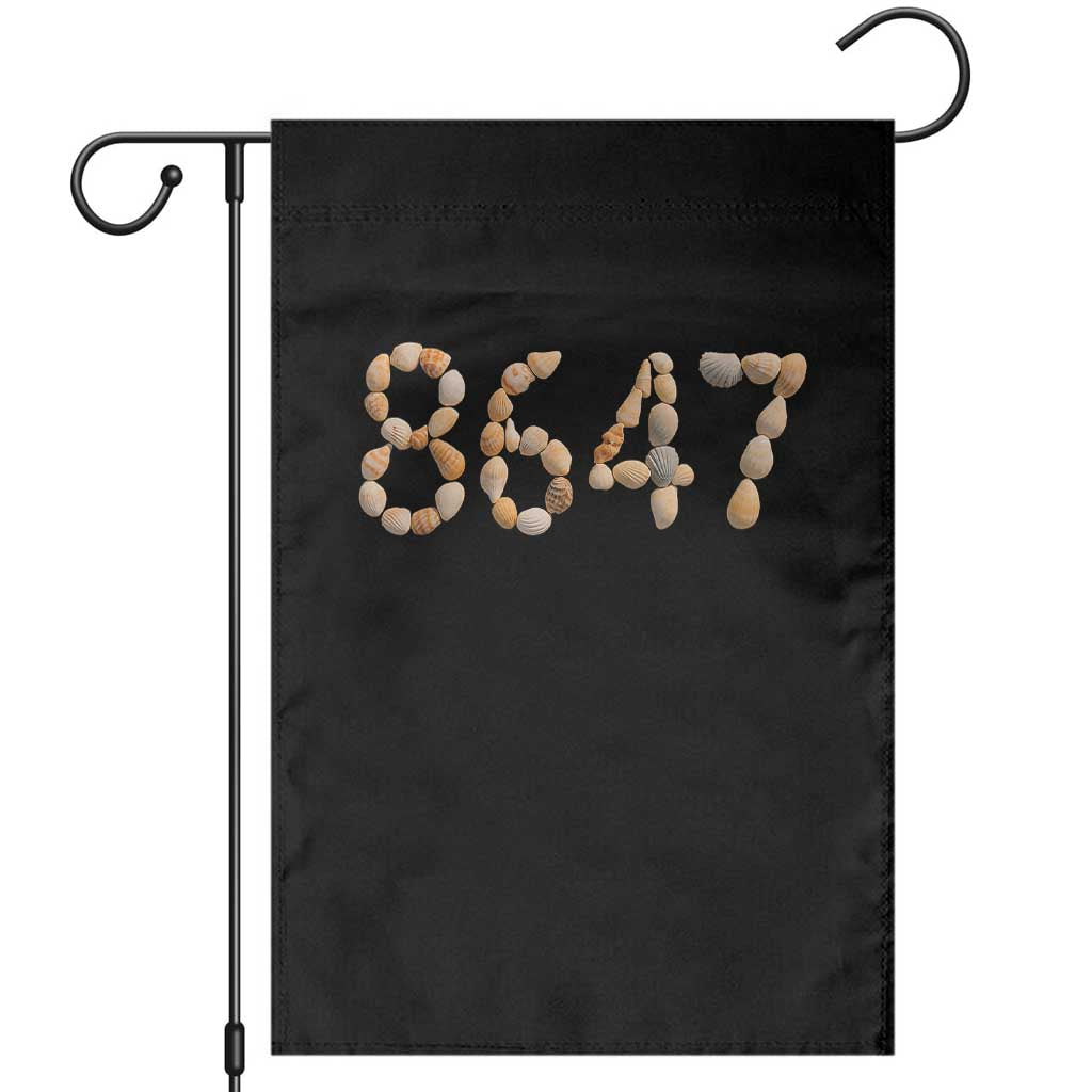 86 47 Seashell Beach Walk Graphic Garden Flag Subtle Coastal Summer Political Satire TS02 Black Print Your Wear