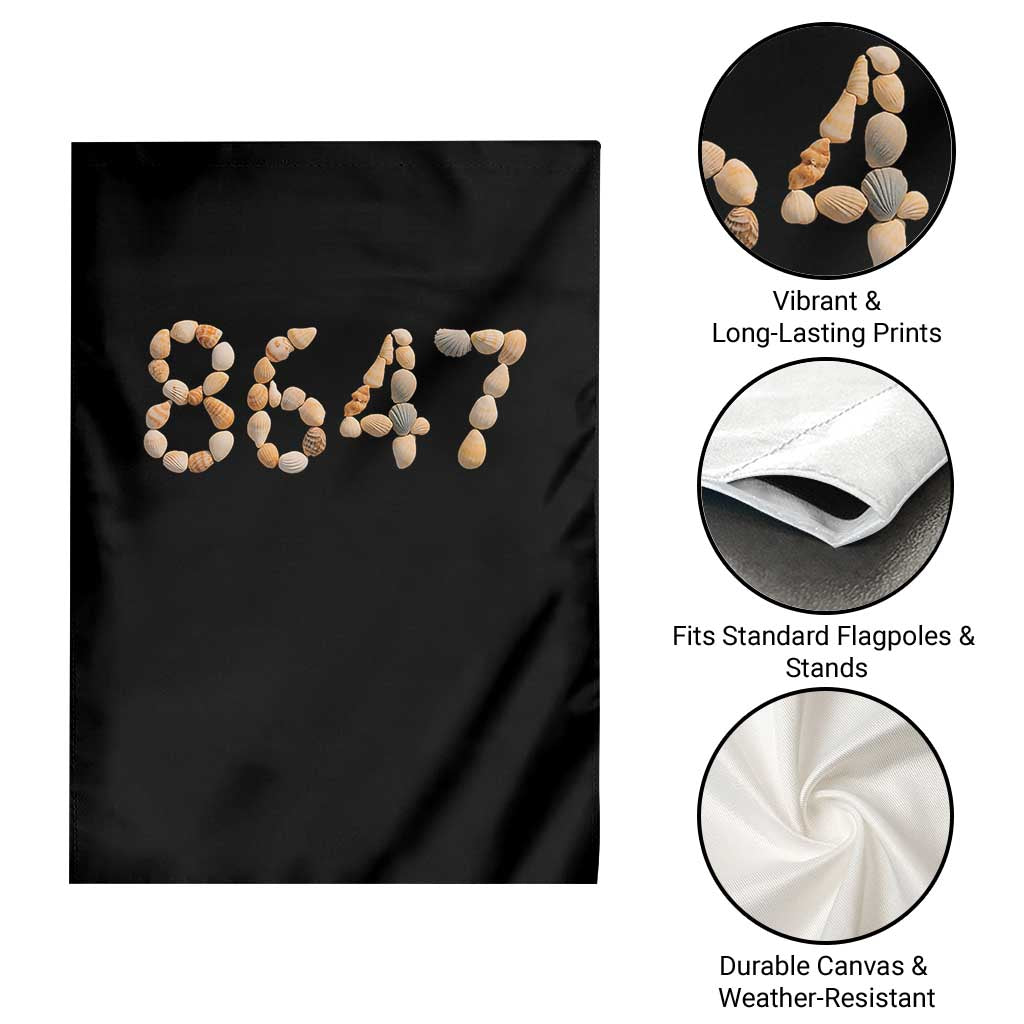 86 47 Seashell Beach Walk Graphic Garden Flag Subtle Coastal Summer Political Satire TS02 Print Your Wear