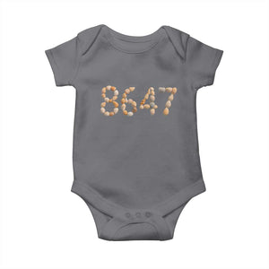 86 47 Seashell Beach Walk Graphic Baby Onesie Subtle Coastal Summer Political Satire TS02 Charcoal Print Your Wear