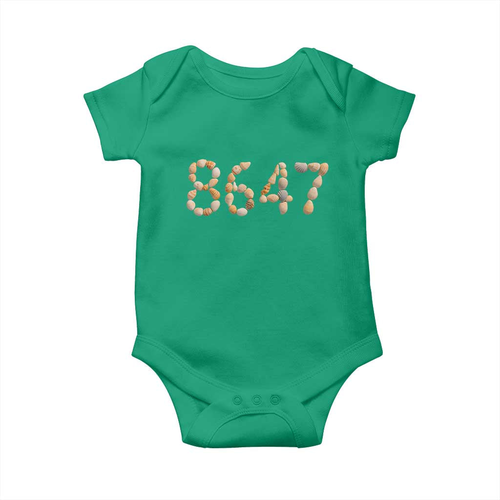 86 47 Seashell Beach Walk Graphic Baby Onesie Subtle Coastal Summer Political Satire TS02 Irish Green Print Your Wear