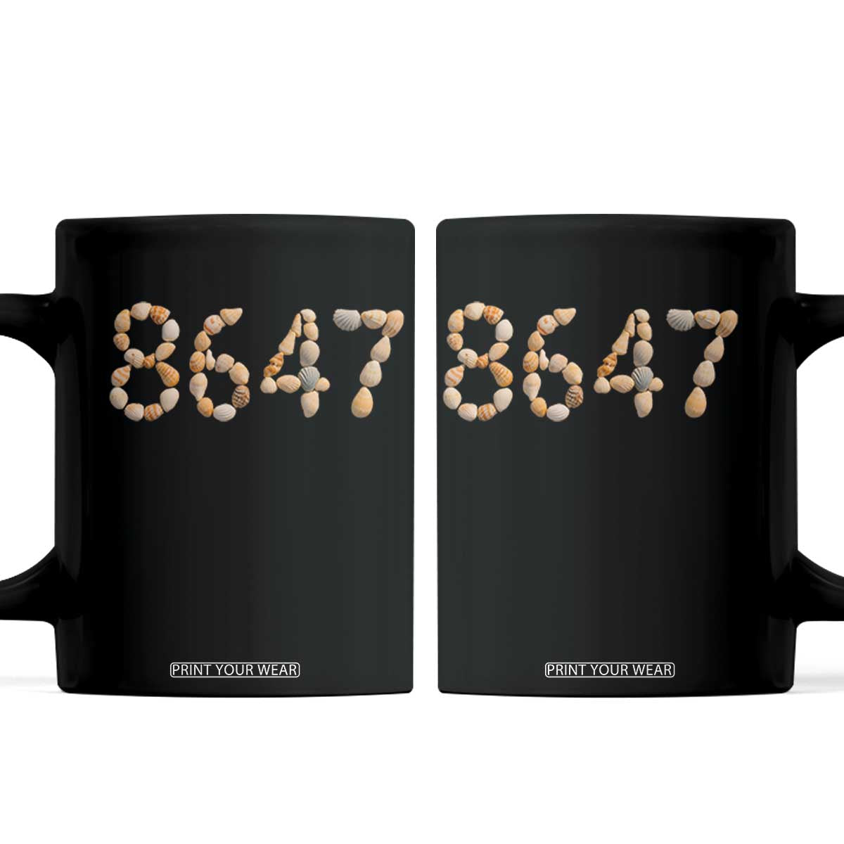 86 47 Seashell Beach Walk Graphic Coffee Mug Subtle Coastal Summer Political Satire TS02 Black Print Your Wear