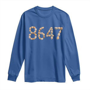 86 47 Seashell Beach Walk Graphic Long Sleeve Shirt Subtle Coastal Summer Political Satire TS02 Royal Blue Print Your Wear