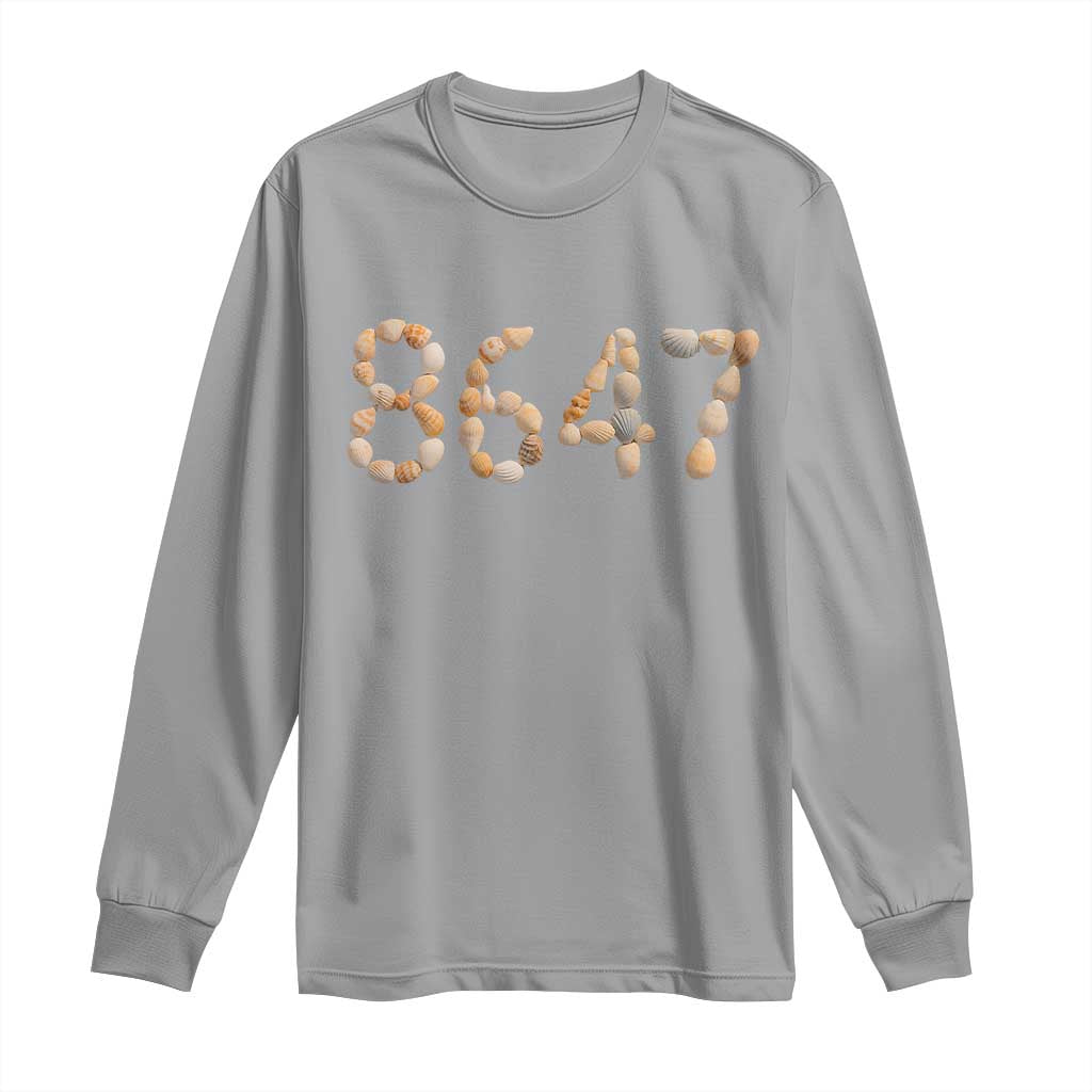 86 47 Seashell Beach Walk Graphic Long Sleeve Shirt Subtle Coastal Summer Political Satire TS02 Sport Gray Print Your Wear