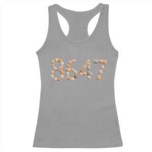 86 47 Seashell Beach Walk Graphic Racerback Tank Top Subtle Coastal Summer Political Satire TS02 Sport Gray Print Your Wear