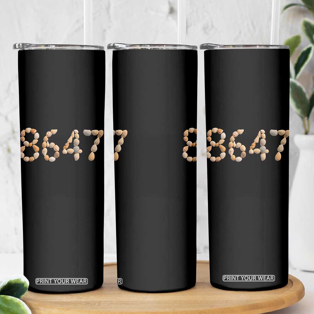 86 47 Seashell Beach Walk Graphic Skinny Tumbler Subtle Coastal Summer Political Satire TS02 Print Your Wear