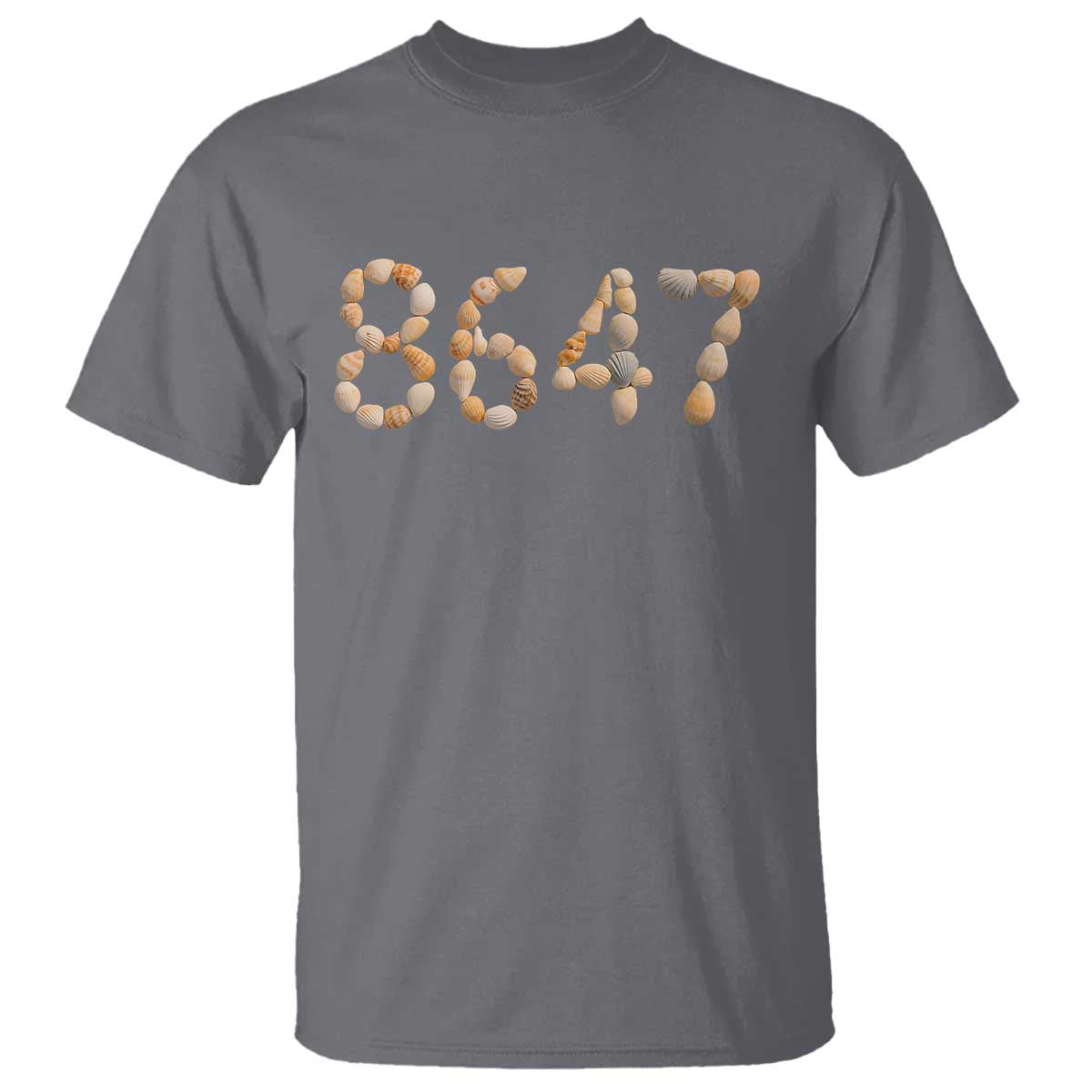 86 47 Seashell Beach Walk Graphic T Shirt Subtle Coastal Summer Political Satire TS02 Charcoal Print Your Wear