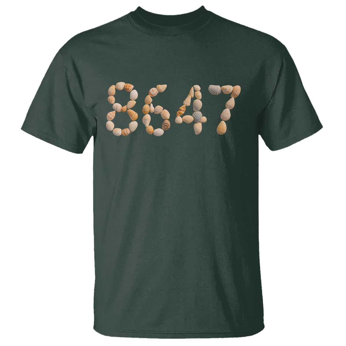 86 47 Seashell Beach Walk Graphic T Shirt Subtle Coastal Summer Political Satire TS02 Dark Forest Green Print Your Wear