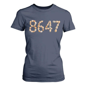 86 47 Seashell Beach Walk Graphic T Shirt For Women Subtle Coastal Summer Political Satire TS02 Navy Print Your Wear