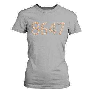 86 47 Seashell Beach Walk Graphic T Shirt For Women Subtle Coastal Summer Political Satire TS02 Sport Gray Print Your Wear
